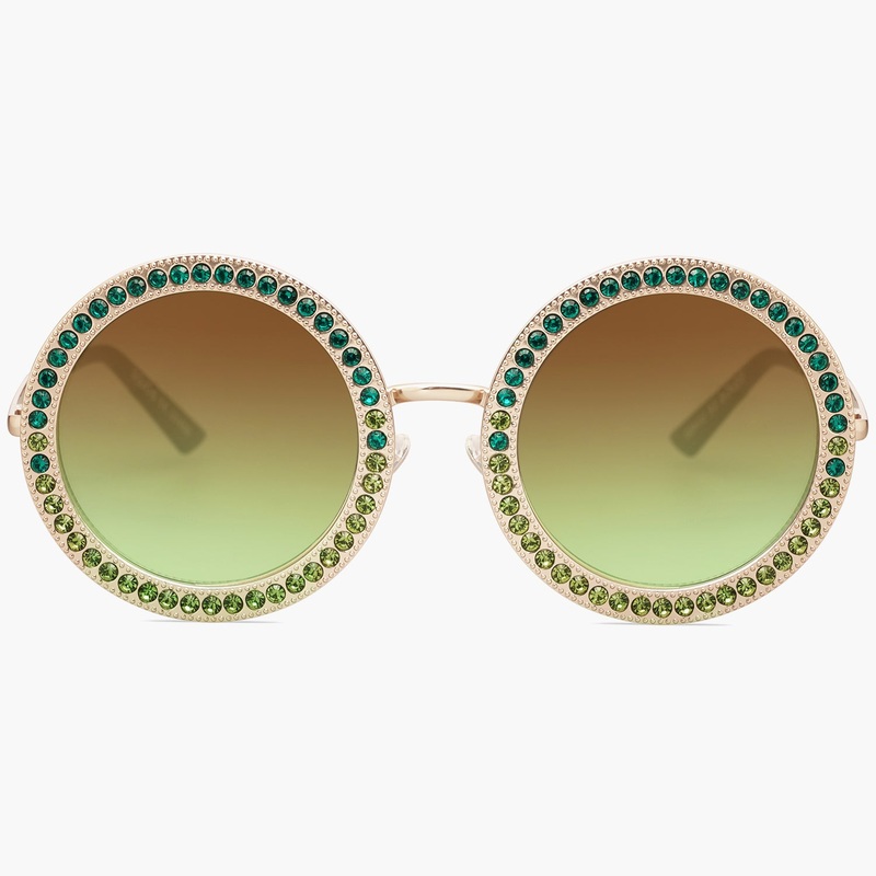 Shining Oversized Round Rhinestone Sunglasses Festival Gem Sunnies SJ1095