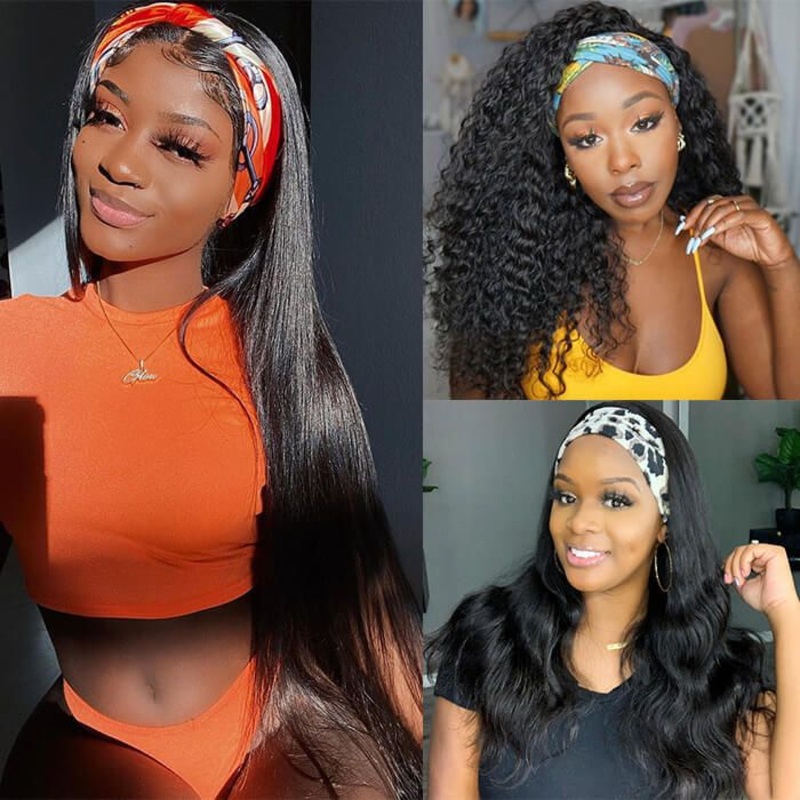 100% Human Hair Headband Wigs, Effortless and Convenient Install Headband Half Wig