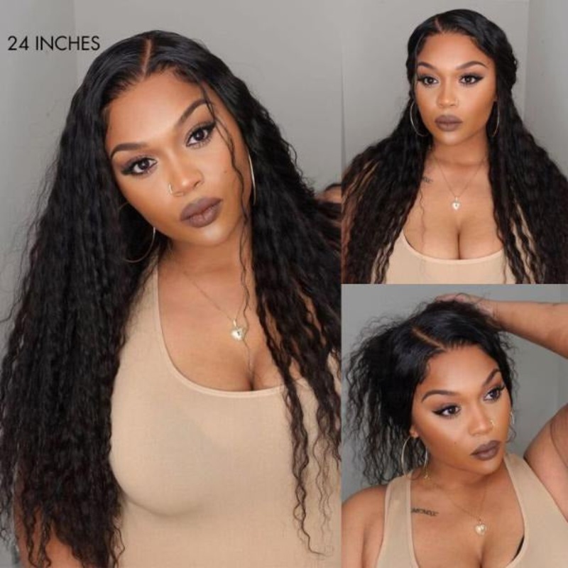 Boho-Chic | Flowy Bohemian Curly 85 Closure Lace Glueless Mid Part Long Wig 100% Human Hair
