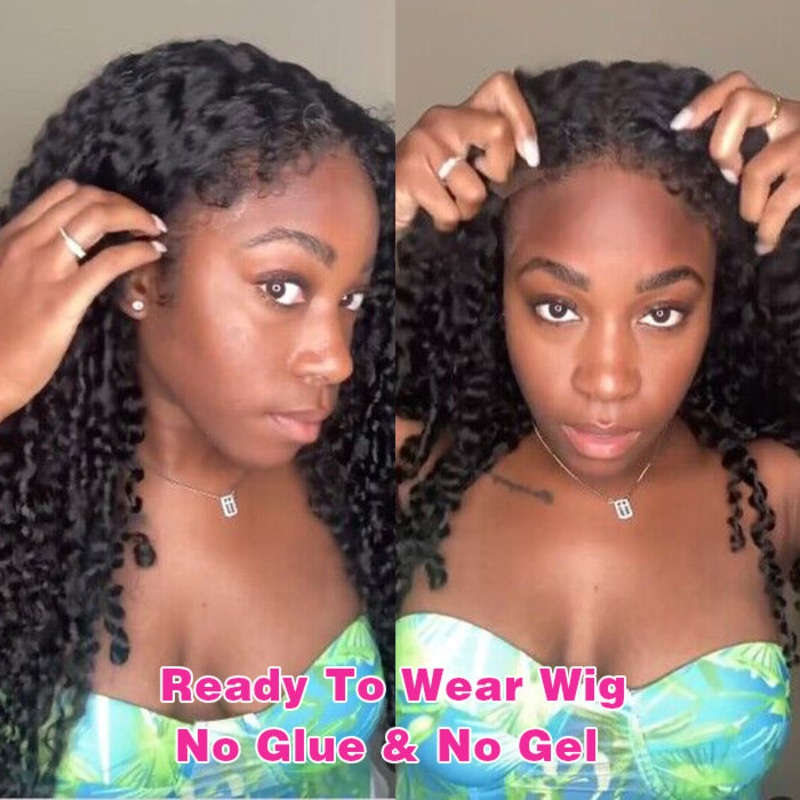 Glueless 4C Edge Hairline Kinky Curly Pre Cut Lace Wig 8×5/13×4 Curly Hair HD Lace Curly Edges Wig