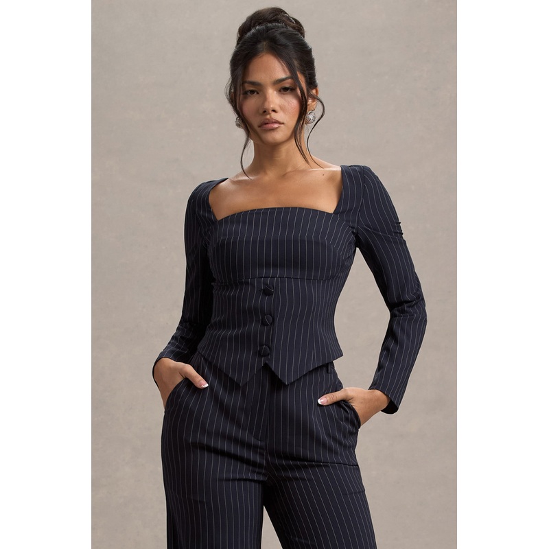 Los Angeles | Navy Pinstripe Tailored Top