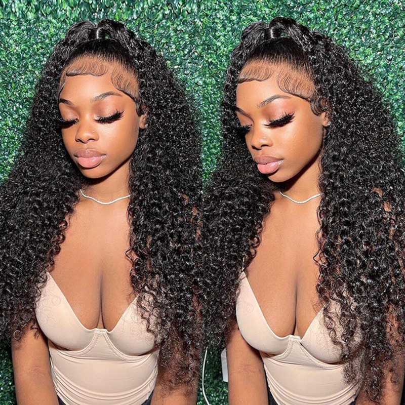 Natural Kinky Curly Hair 13×4 13×6 HD Lace Front Wigs Human Hair Pre Plucked Hairline Glueless Wig