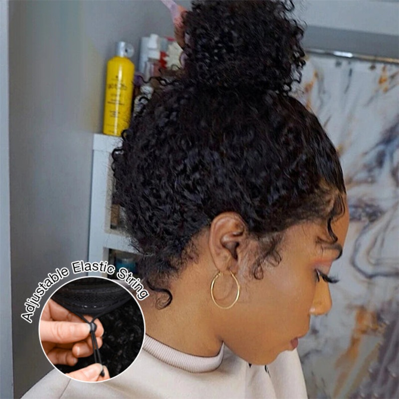 Pull & Go 4C Edges Curly Lace Frontal Wig Invisible HD Lace Human Hair Wig With Curly Natural Baby Hairline