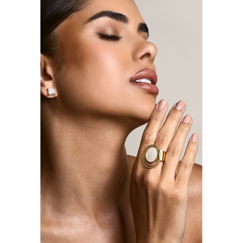 Arista | Gold Adjustable Pearl Pendant Ring