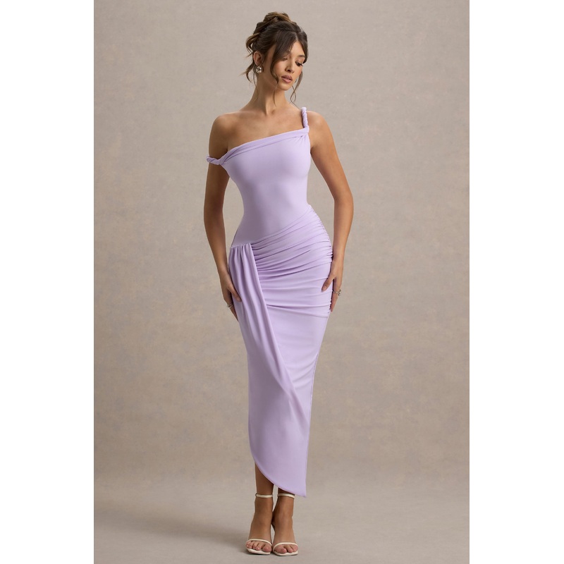 Angelique | Lilac Twisted Asymmetric Maxi Dress