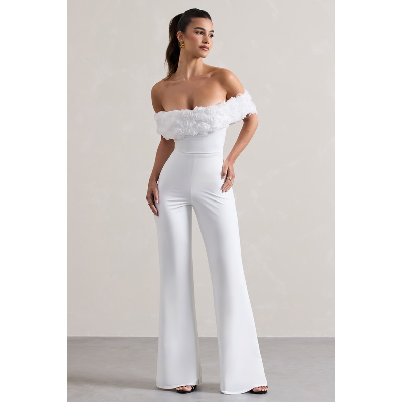 Botanique | White Floral Bardot Jumpsuit
