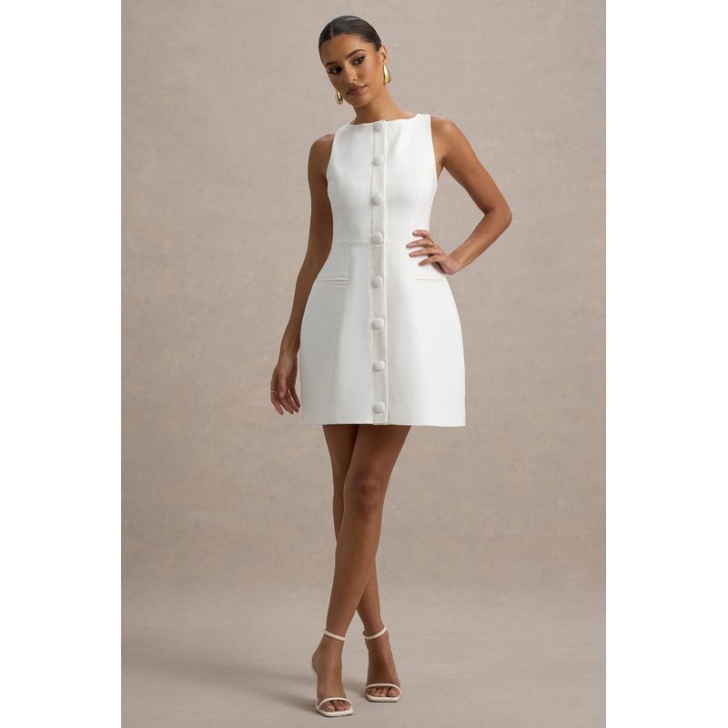 Cheri | White Tailored Sleeveless Mini Dress