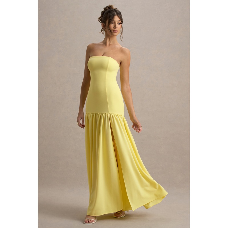 Penny | Lemon Bandeau Drop-Waist Maxi Dress