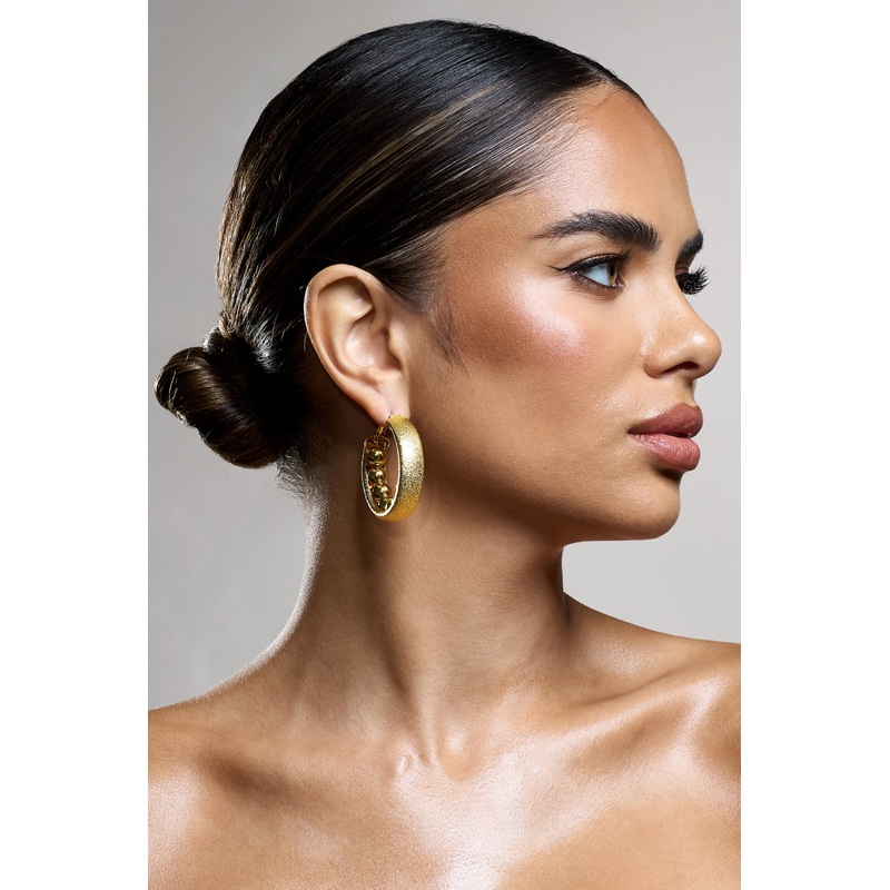Portal | Gold Textured Chunky Hoop Earrings