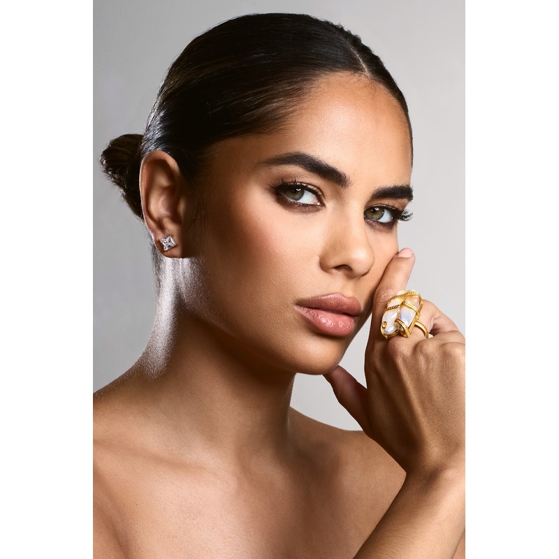 Shore | Gold Adjustable Ring With Iridescent Shell