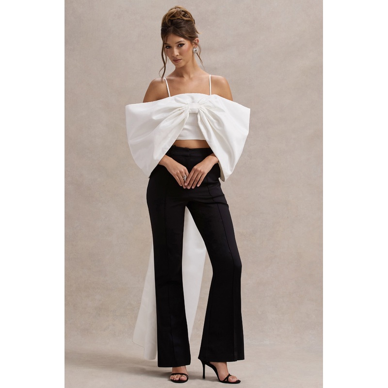Souvenir | White Satin Top With Oversized Bow