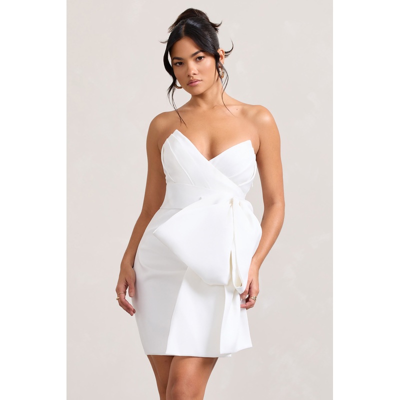 Winner | White Bandeau Mini Dress With Oversized Bow
