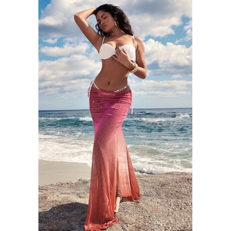 Before Dark | Pink & Orange Ombre Sequin Maxi Skirt