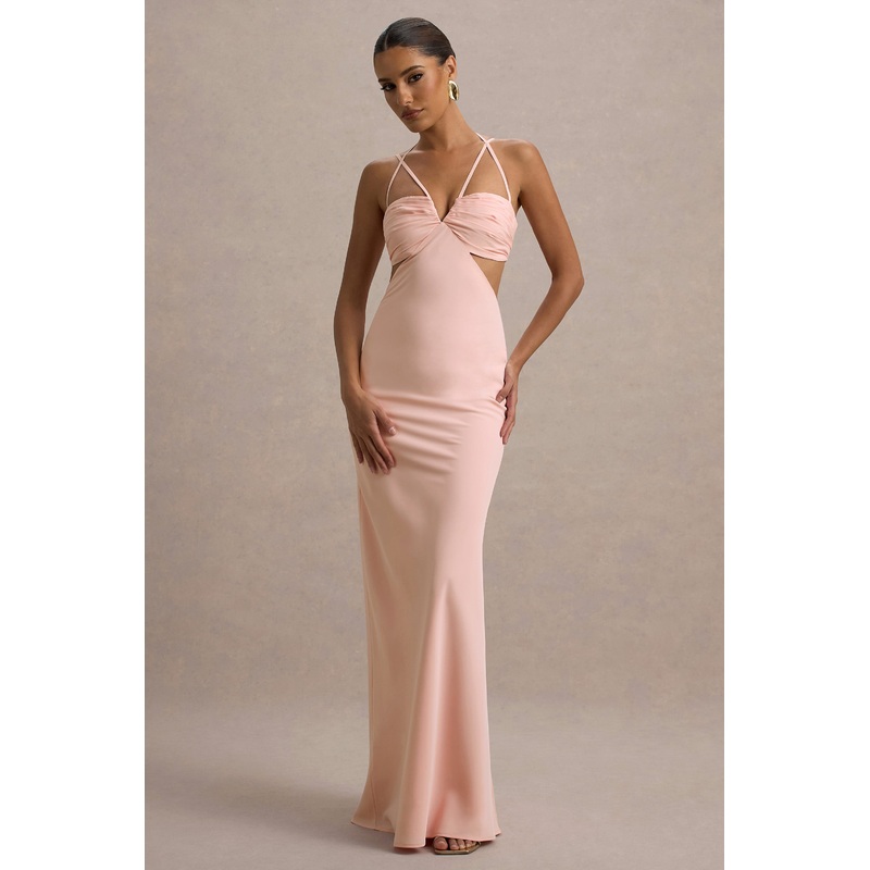 Leandra | Pink Strappy Cut-Out Maxi Dress