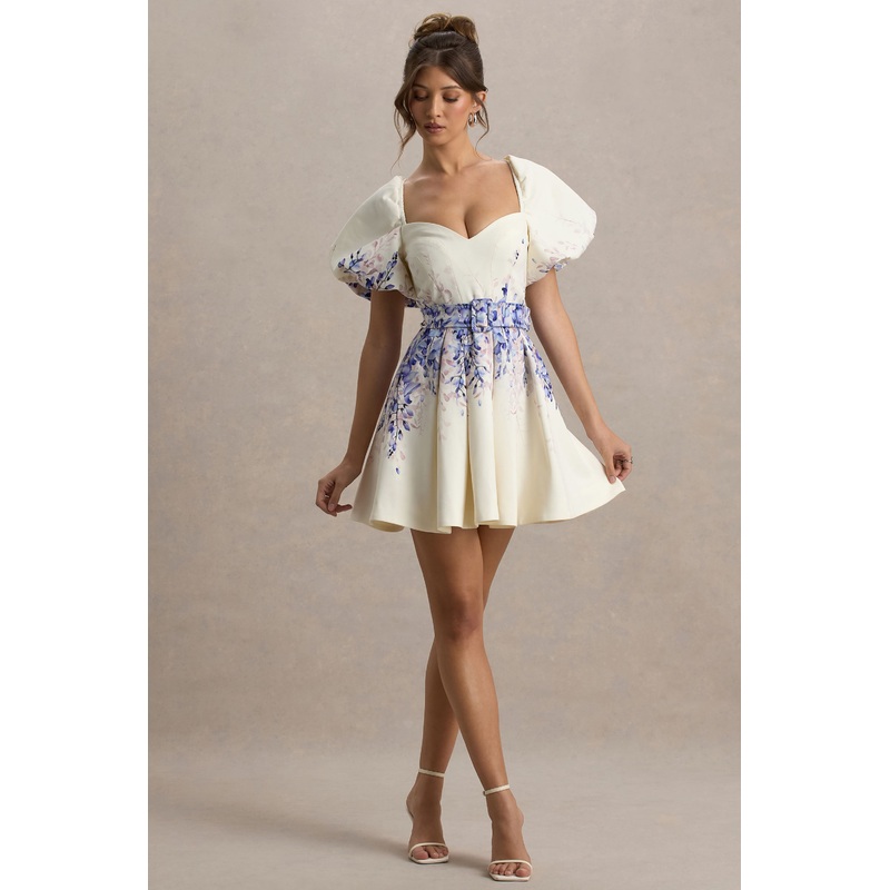 Tapia | Wisteria Print Linen Belted Mini Dress
