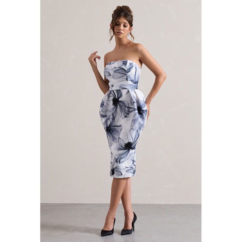 Chateau | Mono Print Bandeau Midi Dress