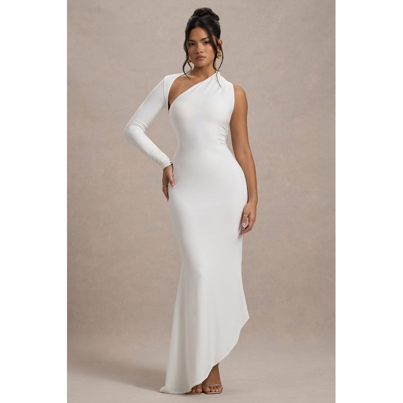 Orsa | White One-Shoulder Asymmetric Maxi Dress
