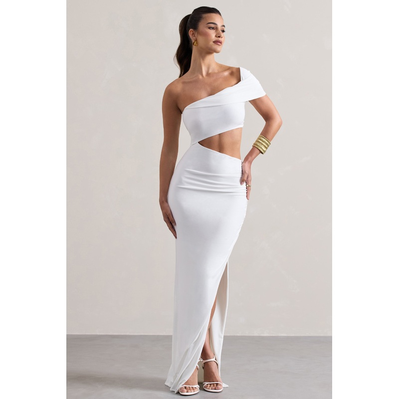 Milos | White One-Shoulder Cut-Out Maxi Dress With Split