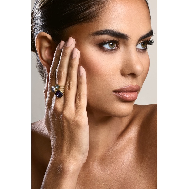 Starla | Gold & Purple Adjustable Cluster Ring