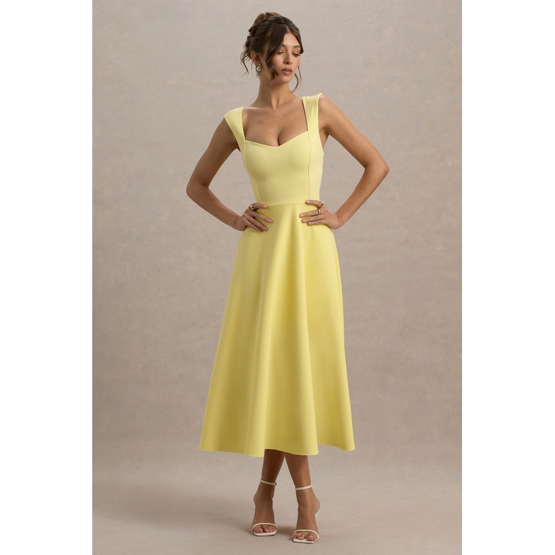 Andromeda | Lemon Sweetheart Midi Dress