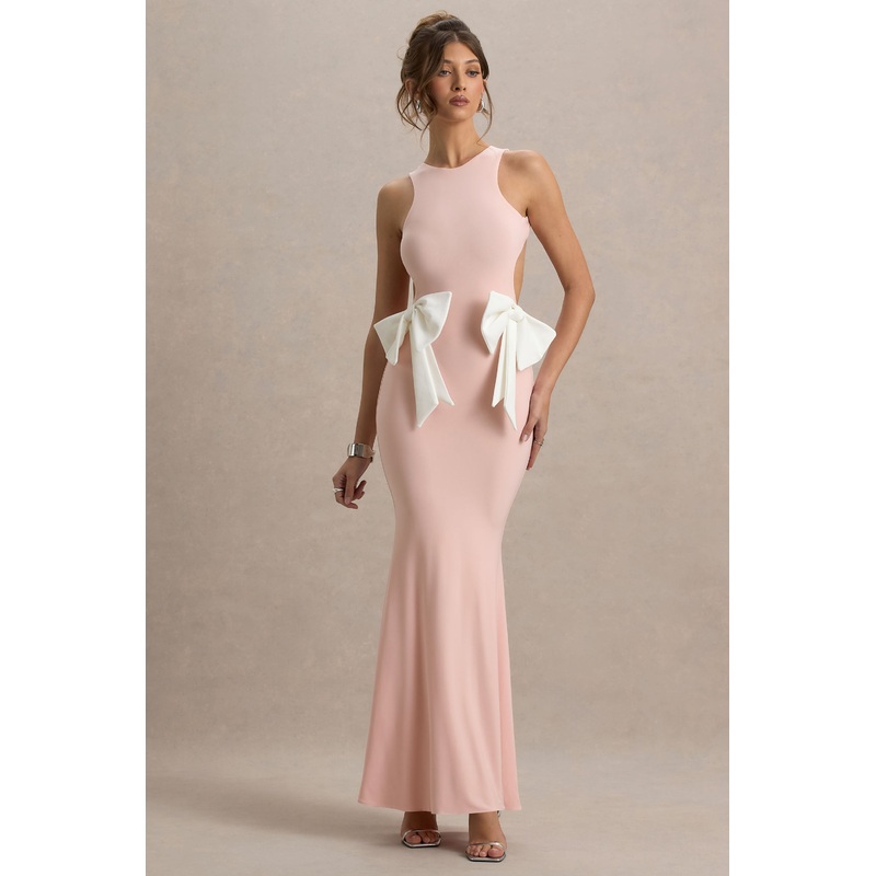 By Your Side | Pink Cut-Out Maxi Dress With Bows