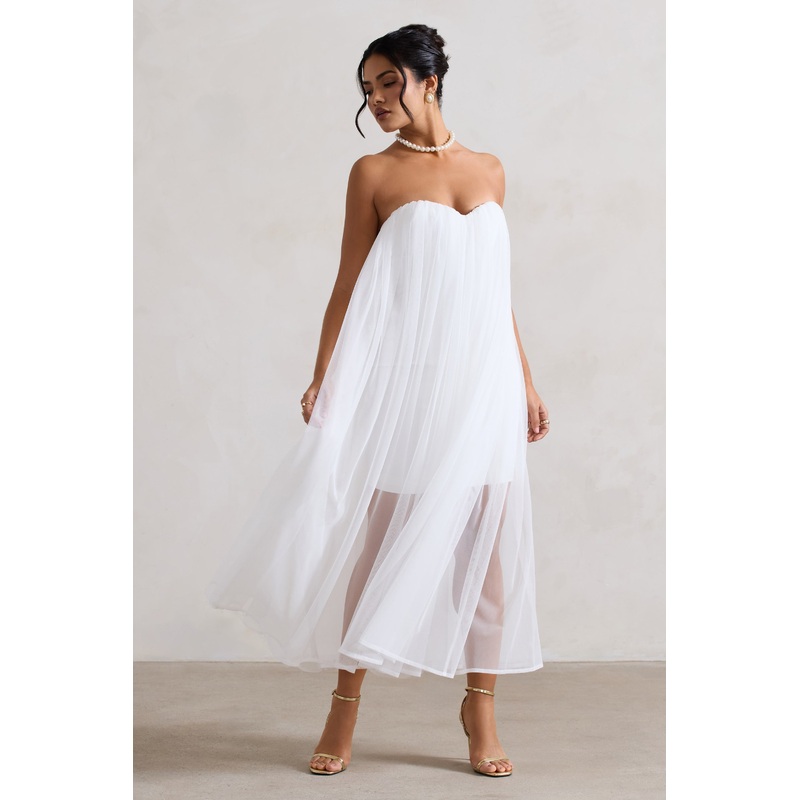 Dreamland | Ivory Sweetheart Corset Mini Dress With Tulle Overlay