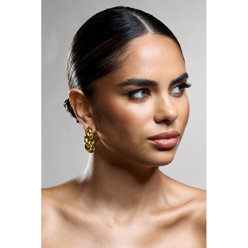 Greta | Gold Twisted Hoop Earrings