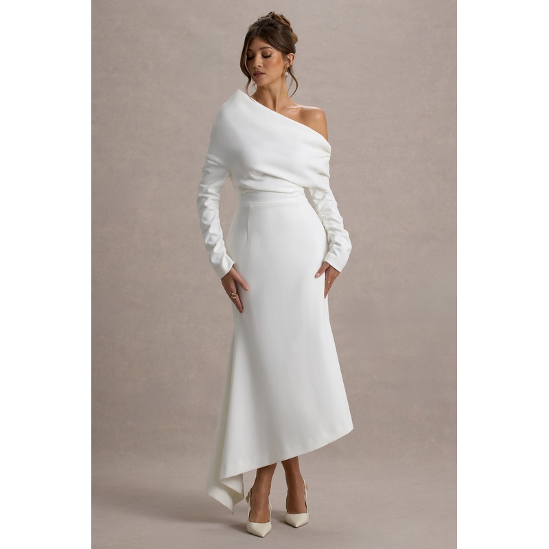 Lou | White One-Shoulder Asymmetric Maxi Dress