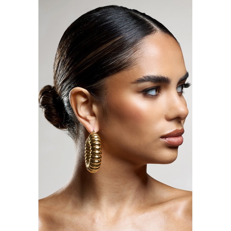 Rialta | Gold Ribbed Chunky Hoop Earrings