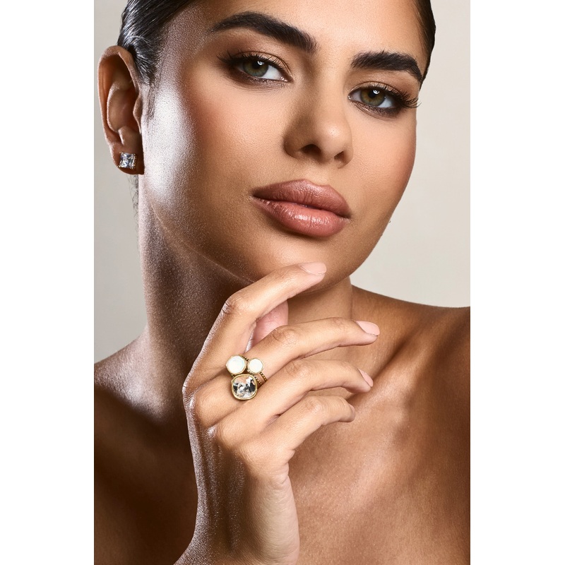 Zafina | Gold Adjustable Stone Cluster Ring