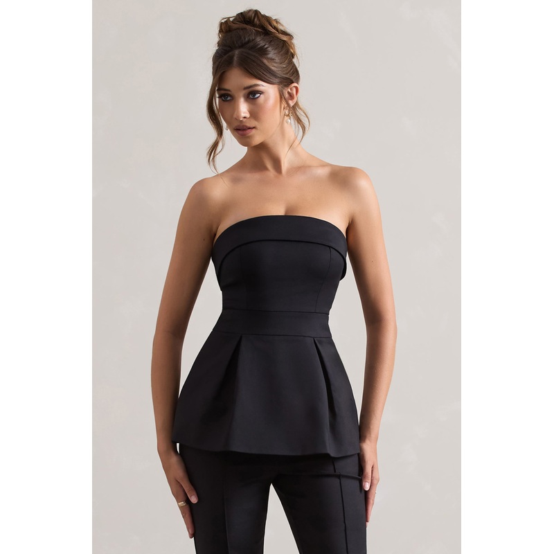 Arrow | Black Strapless Tailored Top