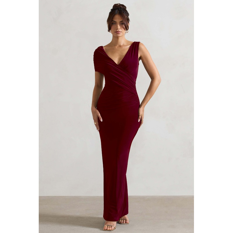 Capella | Berry Asymmetric Wrap Maxi Dress