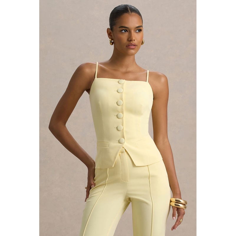 Nellie | Lemon Tailored Button-Up Top