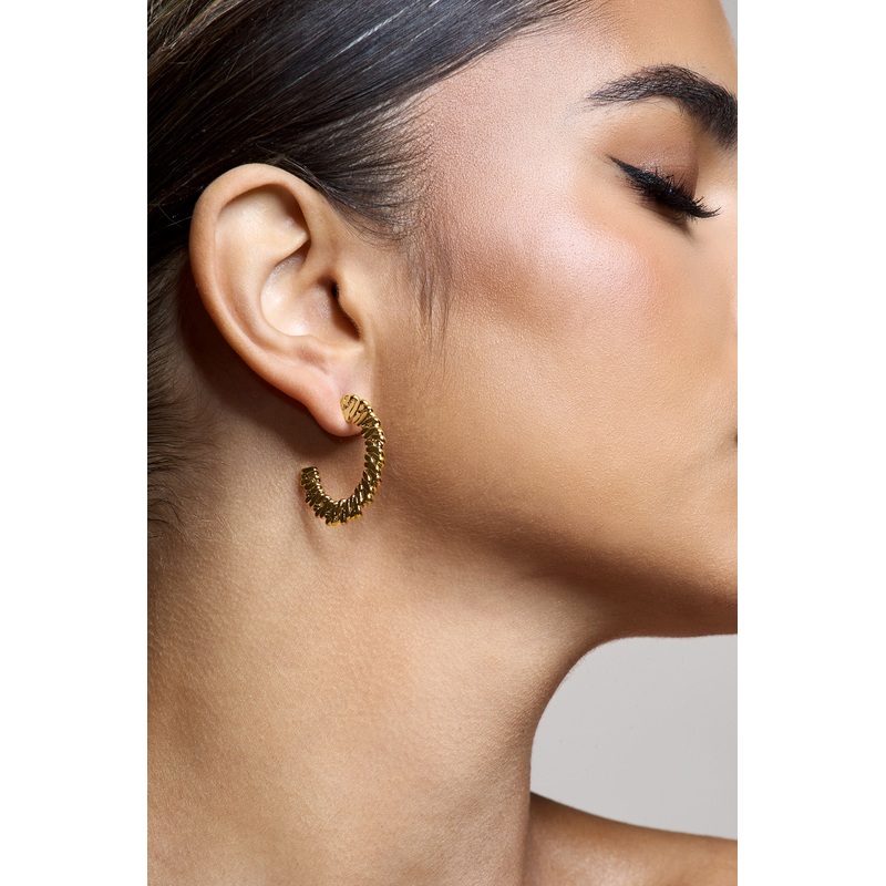 Aileen | Gold Textured Hoop Earrings