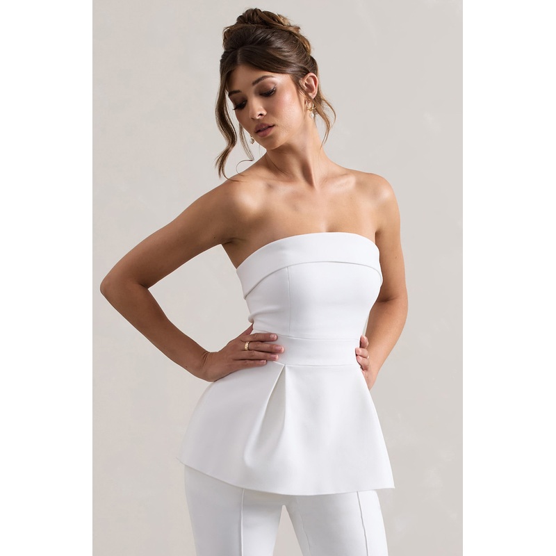 Arrow | White Strapless Tailored Top