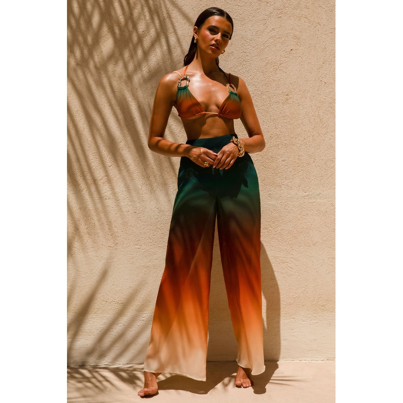 Farretti | Ombre Print Chiffon Wide-Leg Trousers