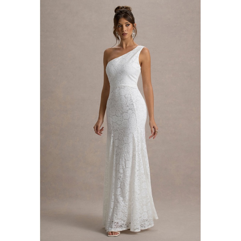 Gigou | White Lace Asymmetric Maxi Dress
