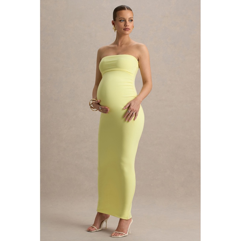 Juniper | Lemon Strapless Maternity Maxi Dress