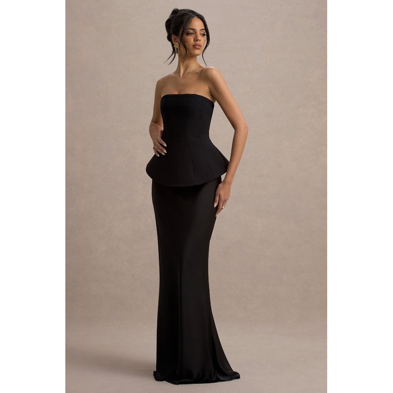Ohio | Black Strapless Corset Maxi Dress