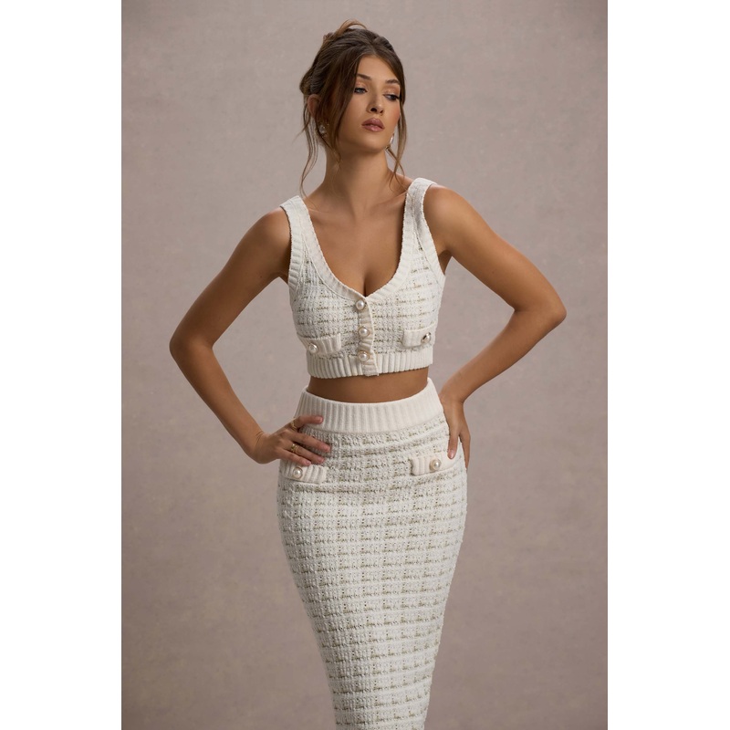 Dee | Cream Boucle Crop Top