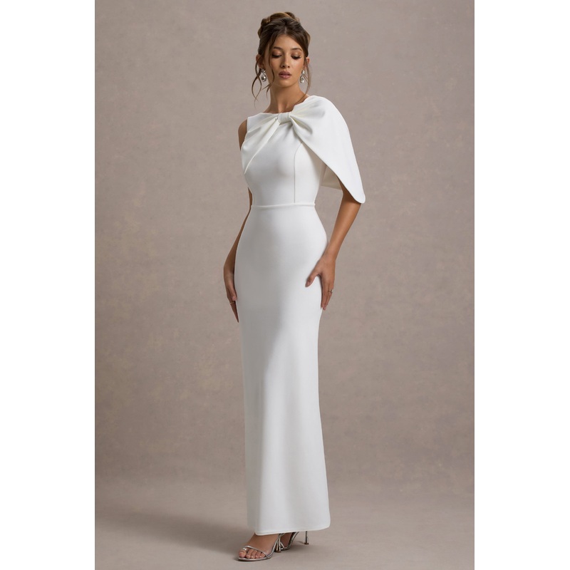 Jamela | White One-Sleeve Maxi Dress