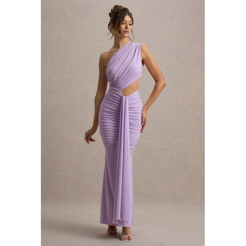 Beline | Lavender One-Shoulder Cut-Out Maxi Dress With Drape