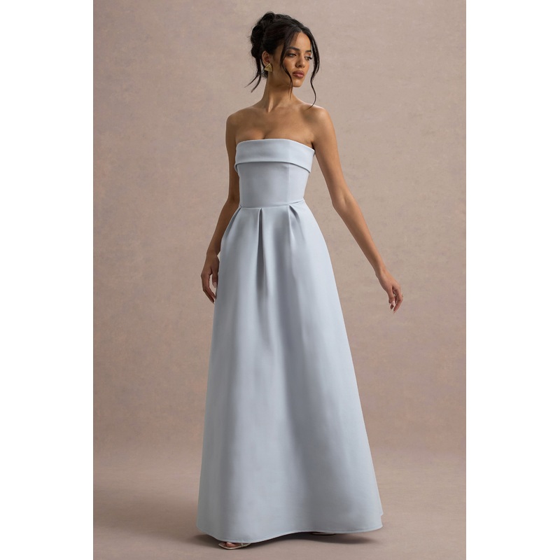 Maddalena | Powder Blue Bandeau Skater Maxi Dress
