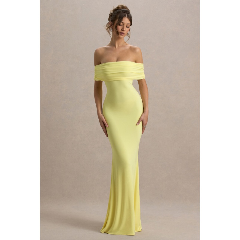 Cloe | Yellow Bardot Maxi Dress