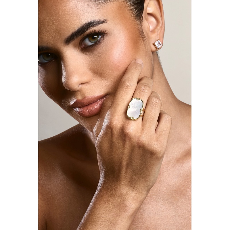Demie | Gold Adjustable Statement Pendant Ring