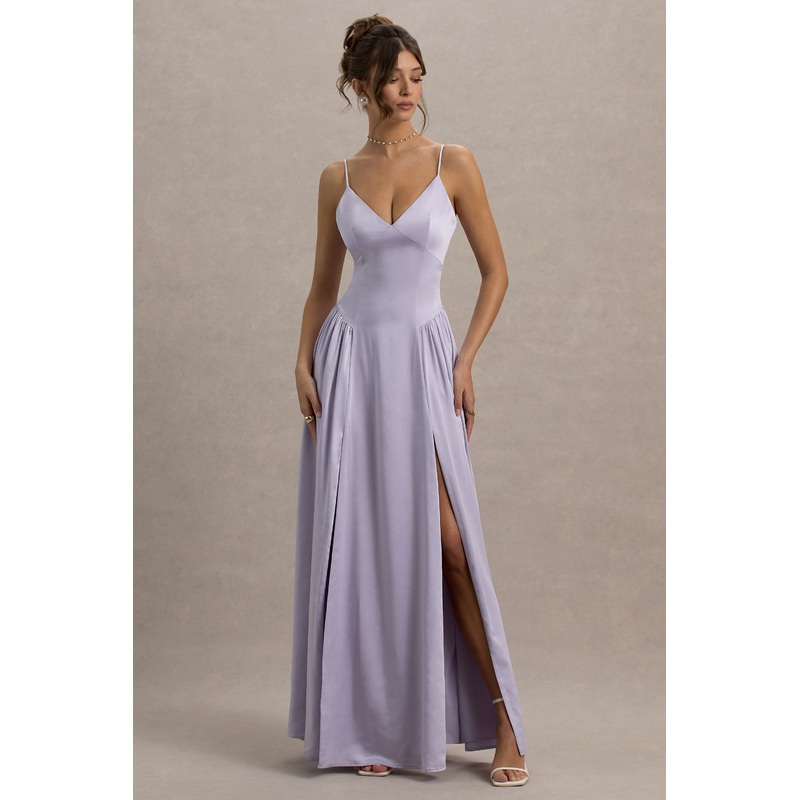 Jonas | Lilac Plunge-Neck Maxi Dress With Cami Straps