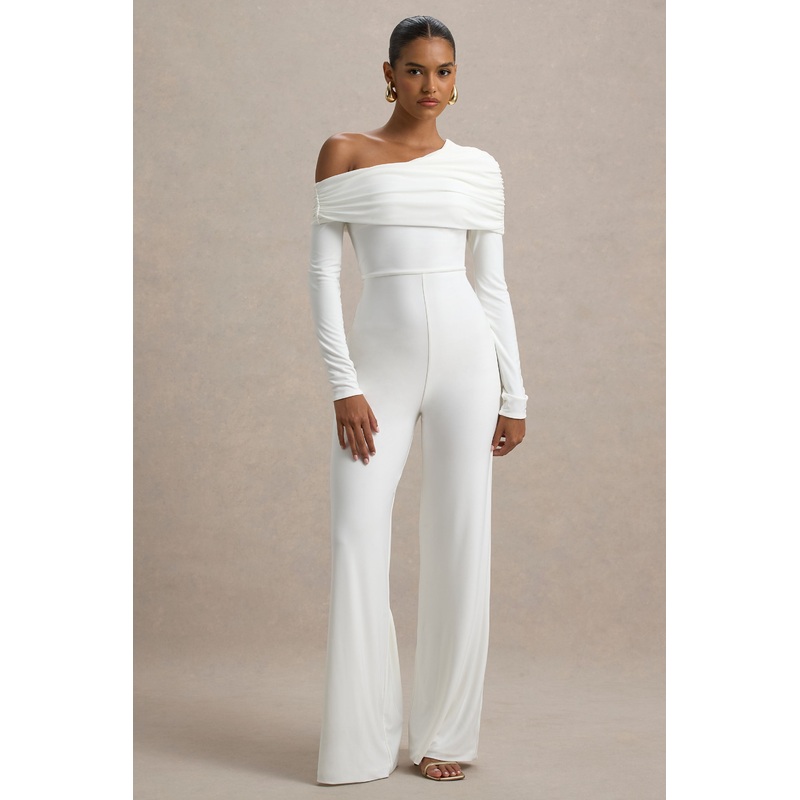 Gracious | White Jumpsuit With Asymmetric Neckline