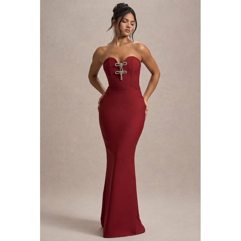 Molly | Berry Strapless Sweetheart Maxi Dres