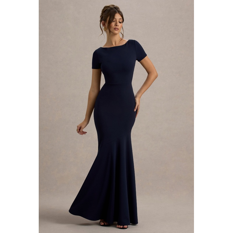 Rian | Navy Short-Sleeve Maxi Dress