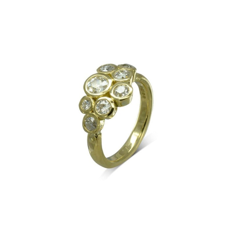 Bubbles Diamond Cluster Ring